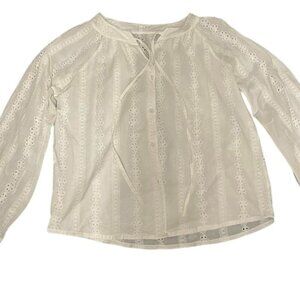 White Eyelet Lace Long Sleeve Blouse